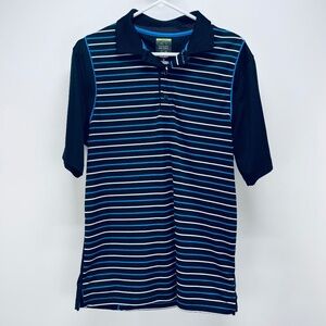 Greg Norman Shirt Size M Men’s Short Sleeve Polo Blue Striped Shark Golf